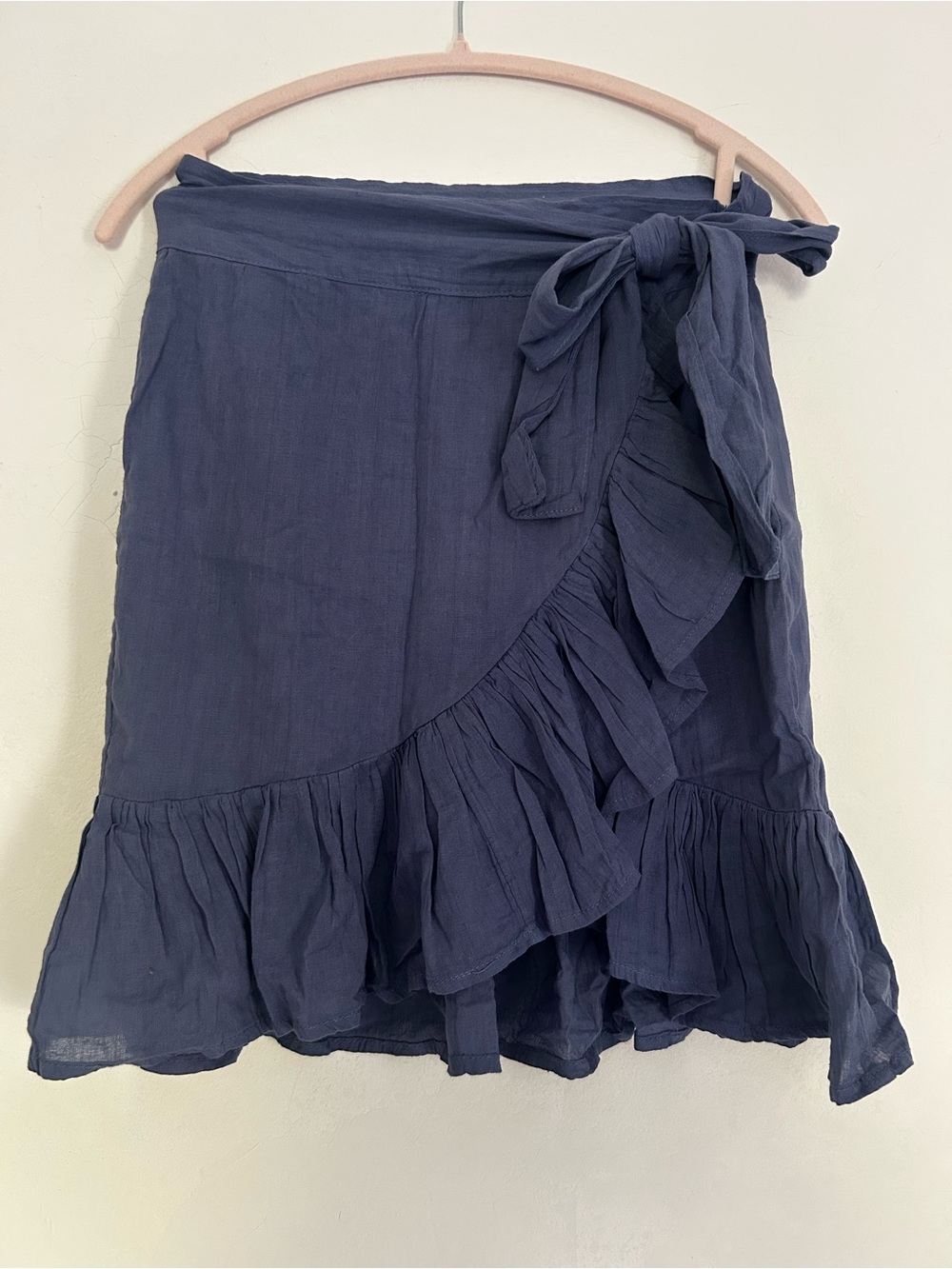 Jen's Pirate Booty Cornflower Blue Ruffle Wrap Mini Skirt Like New